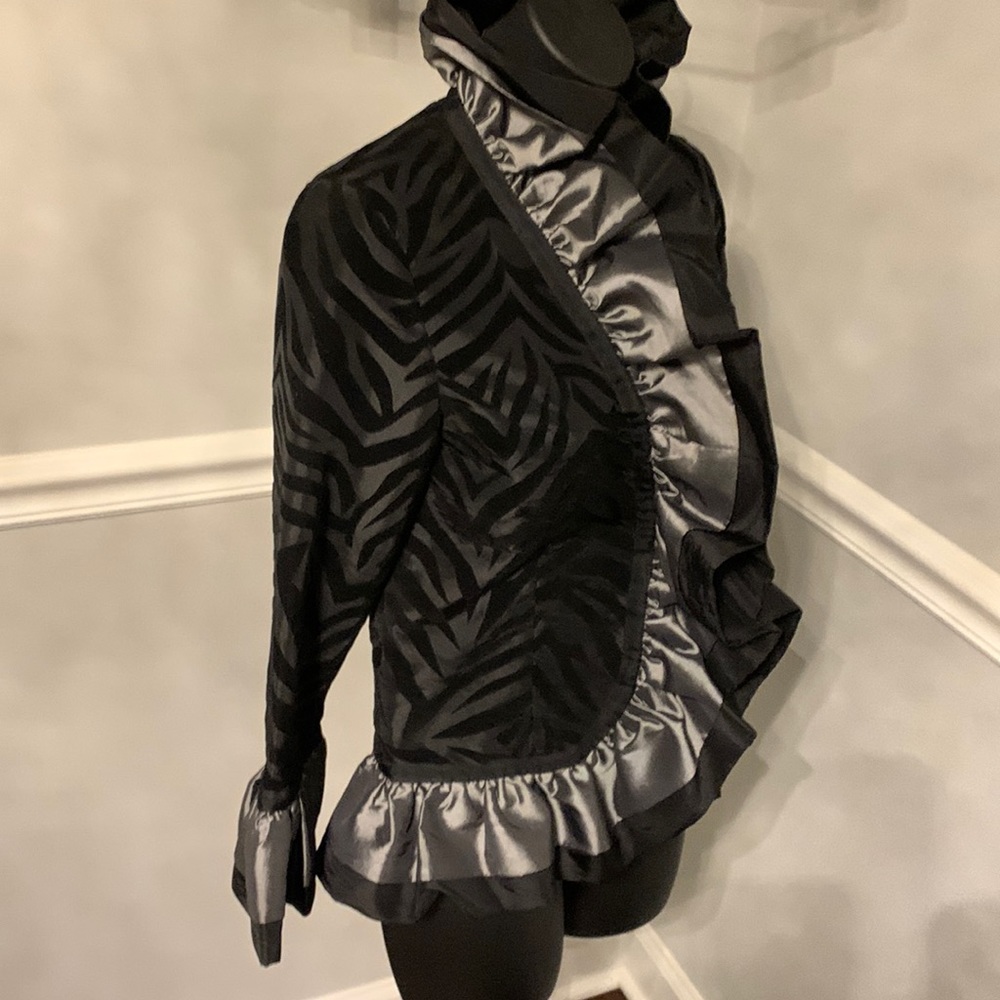 Grace Chuang Black Zebra Striped Ruffle Jacket Size XS - Picture 3 of 16